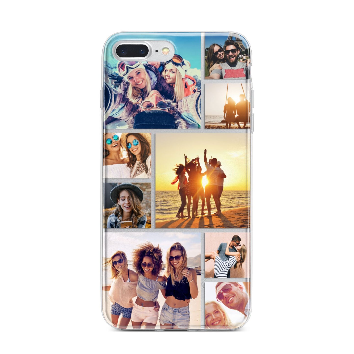 Abstract Photo Collage Upload iPhone 7 Plus Bumper Case on Silver iPhone