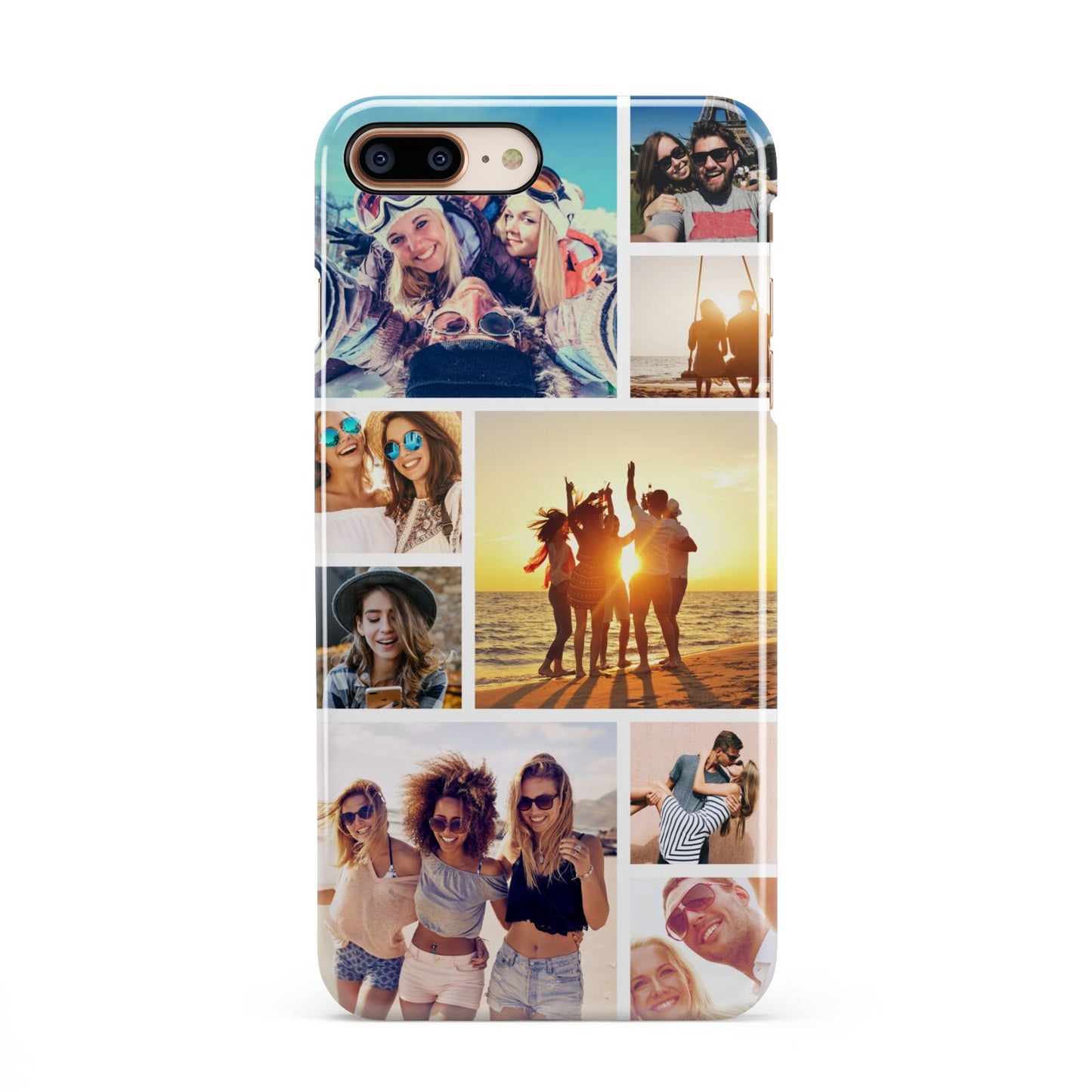 Abstract Photo Collage Upload iPhone 8 Plus 3D Snap Case on Gold Phone