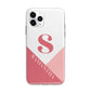 Abstract Pink Initial with Name Apple iPhone 11 Pro Max in Silver with Bumper Case
