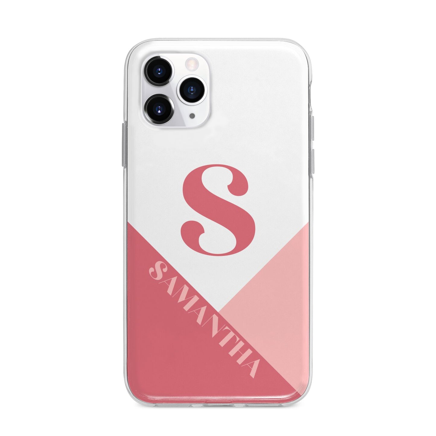 Abstract Pink Initial with Name Apple iPhone 11 Pro in Silver with Bumper Case