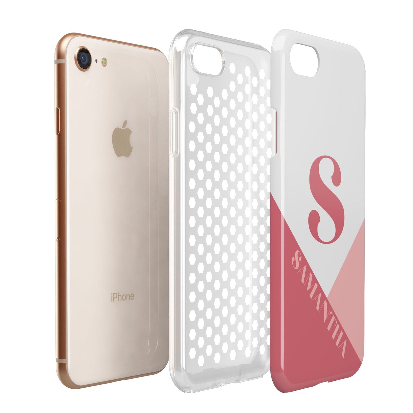 Abstract Pink Initial with Name Apple iPhone 7 8 3D Tough Case Expanded View