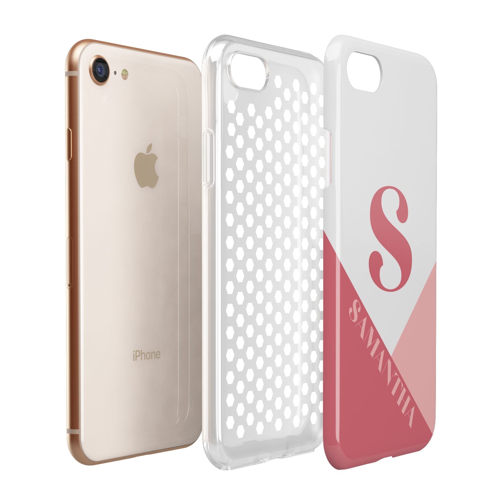 Abstract Pink Initial with Name Apple iPhone 7 8 3D Tough Case Expanded View