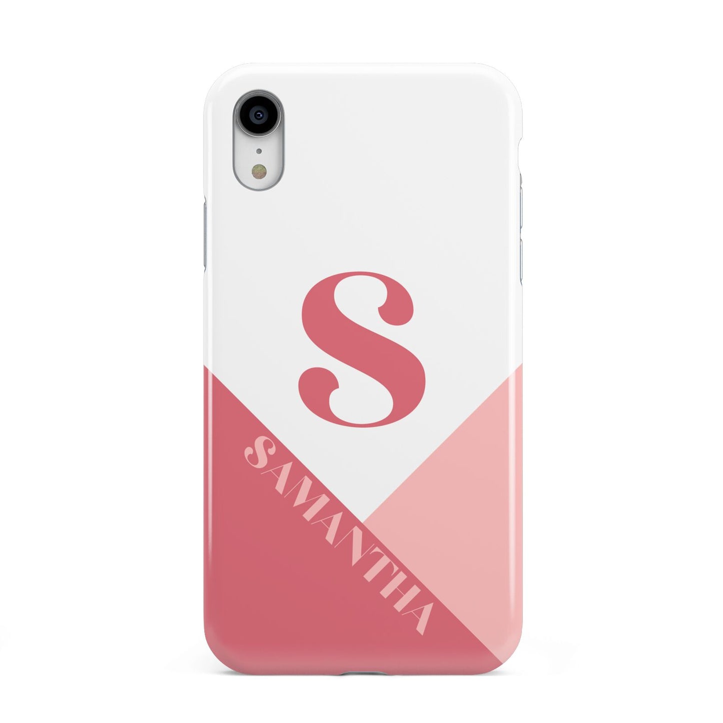 Abstract Pink Initial with Name Apple iPhone XR White 3D Tough Case