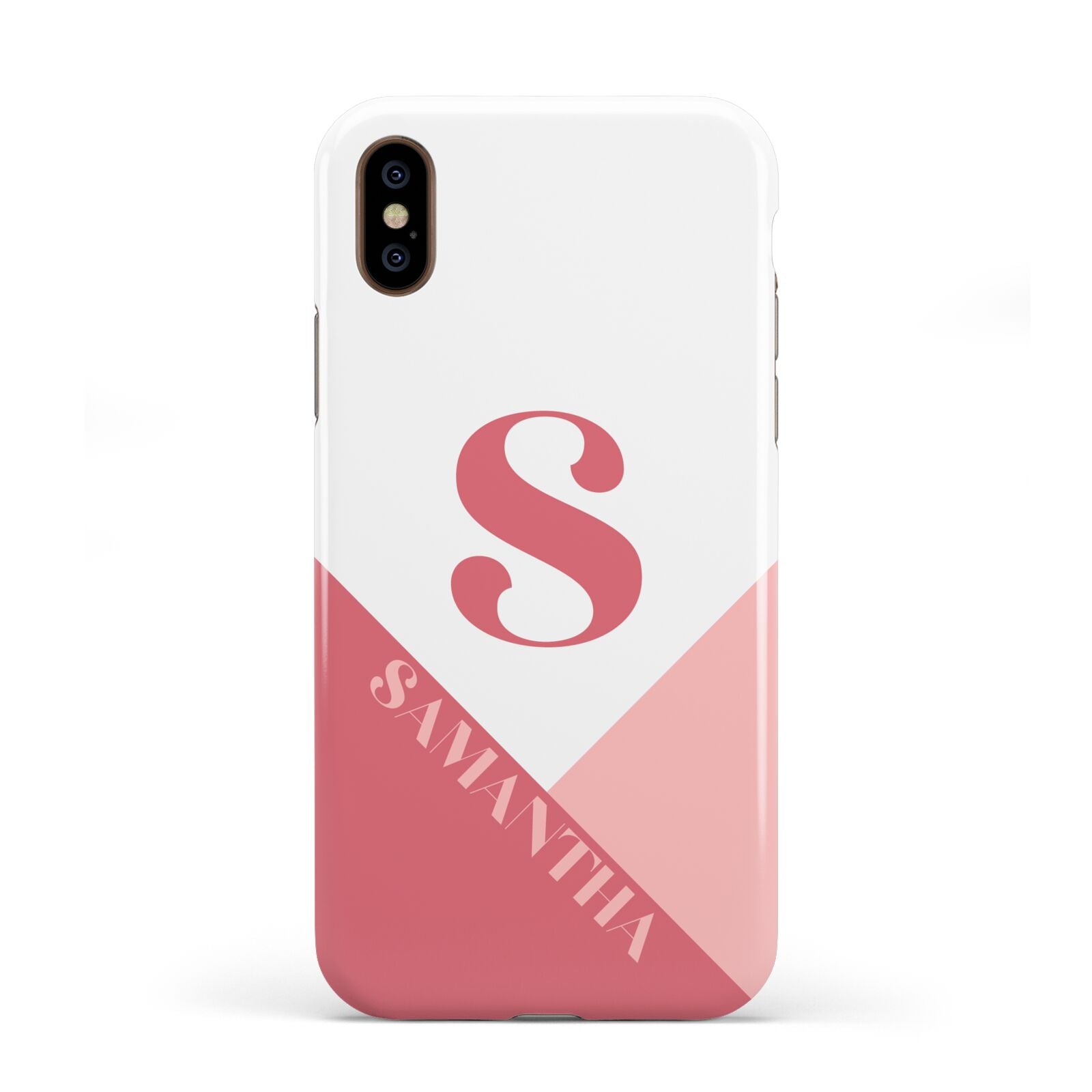 Abstract Pink Initial with Name Apple iPhone XS 3D Tough