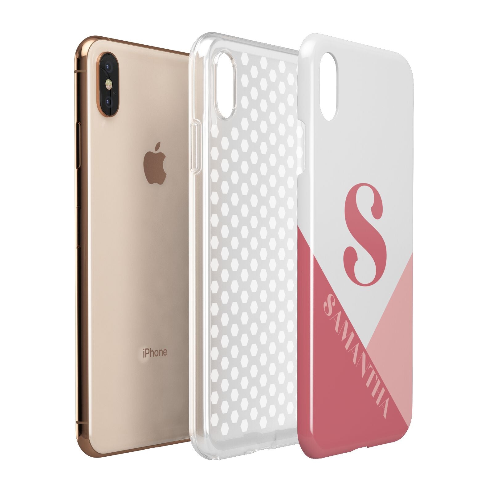 Abstract Pink Initial with Name Apple iPhone Xs Max 3D Tough Case Expanded View