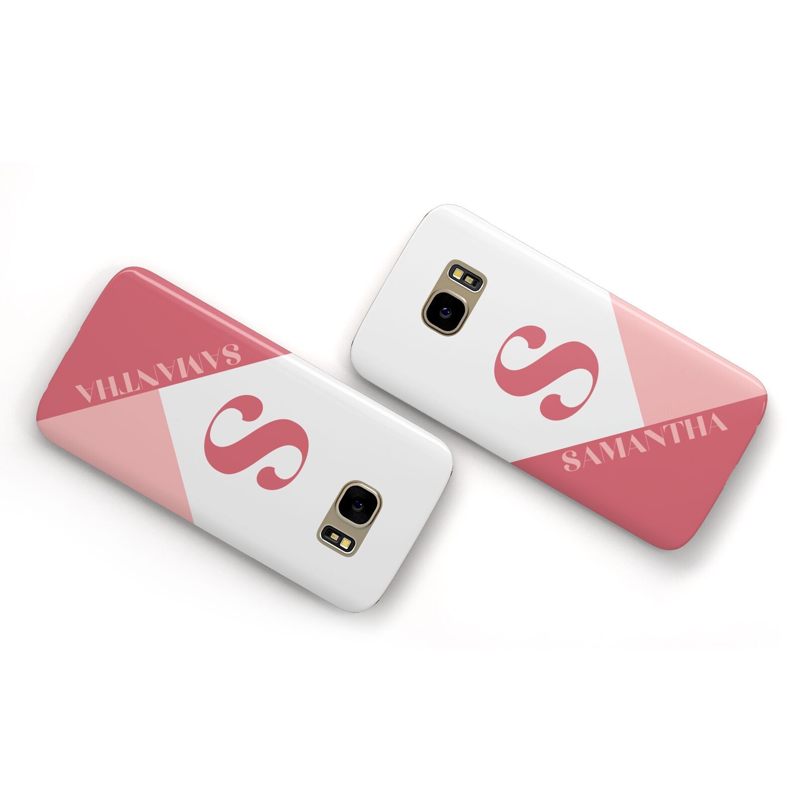 Abstract Pink Initial with Name Samsung Galaxy Case Flat Overview