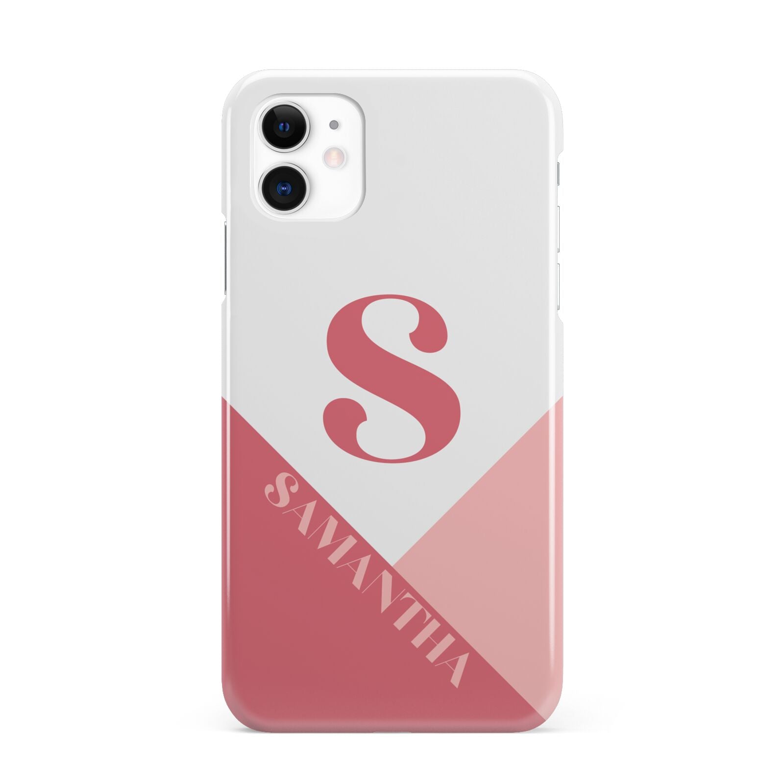 Abstract Pink Initial with Name iPhone 11 3D Snap Case