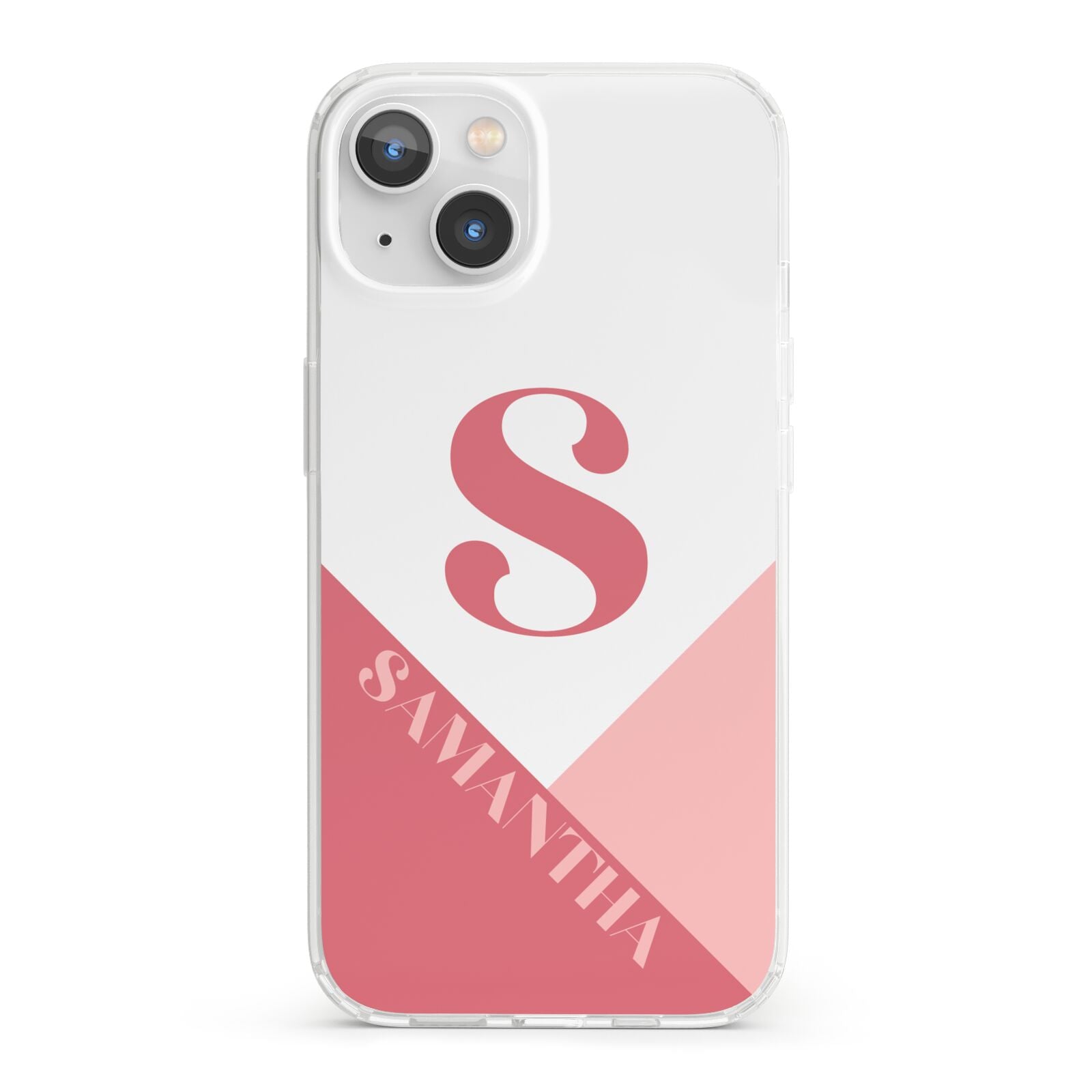 Abstract Pink Initial with Name iPhone 13 Clear Bumper Case
