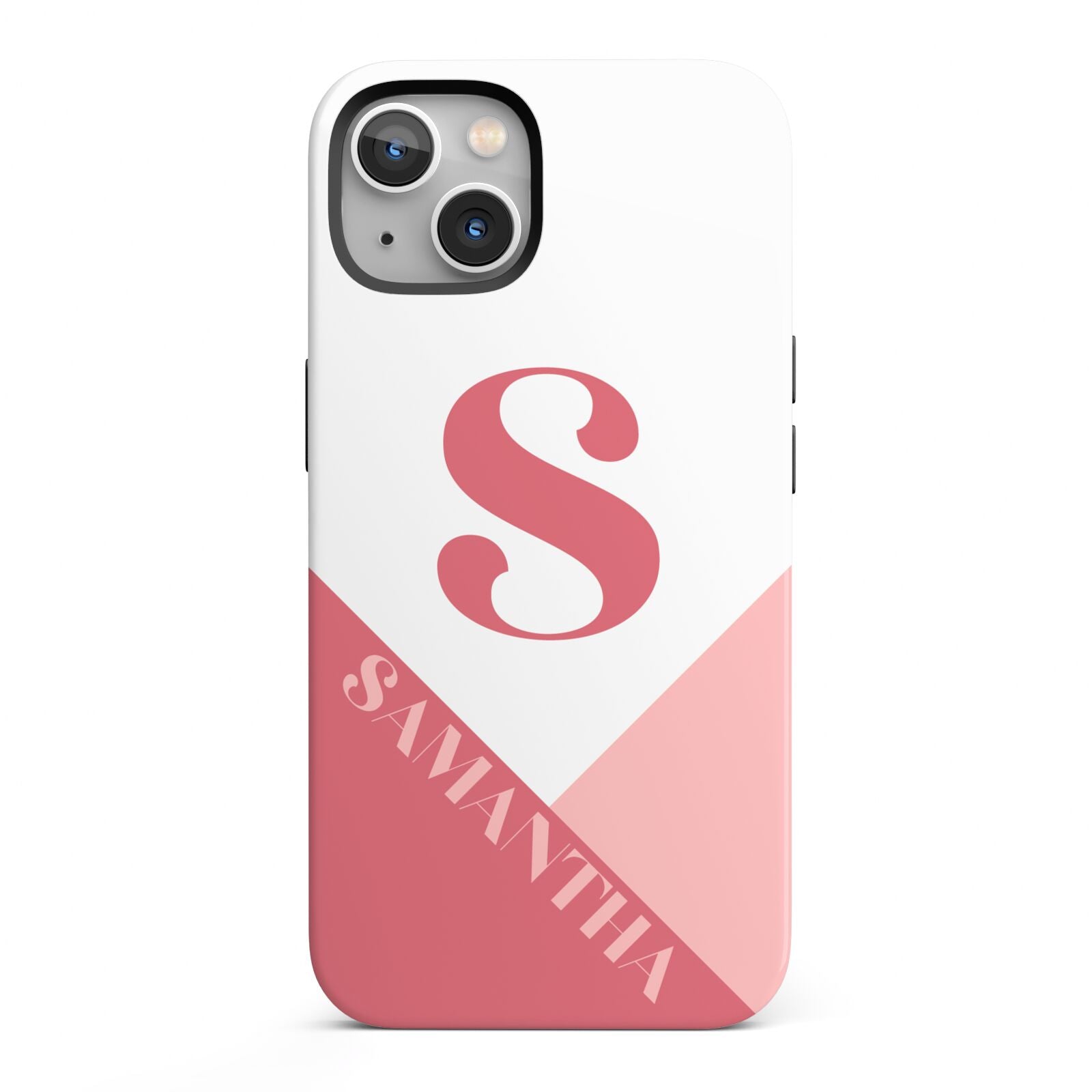 Abstract Pink Initial with Name iPhone 13 Full Wrap 3D Tough Case