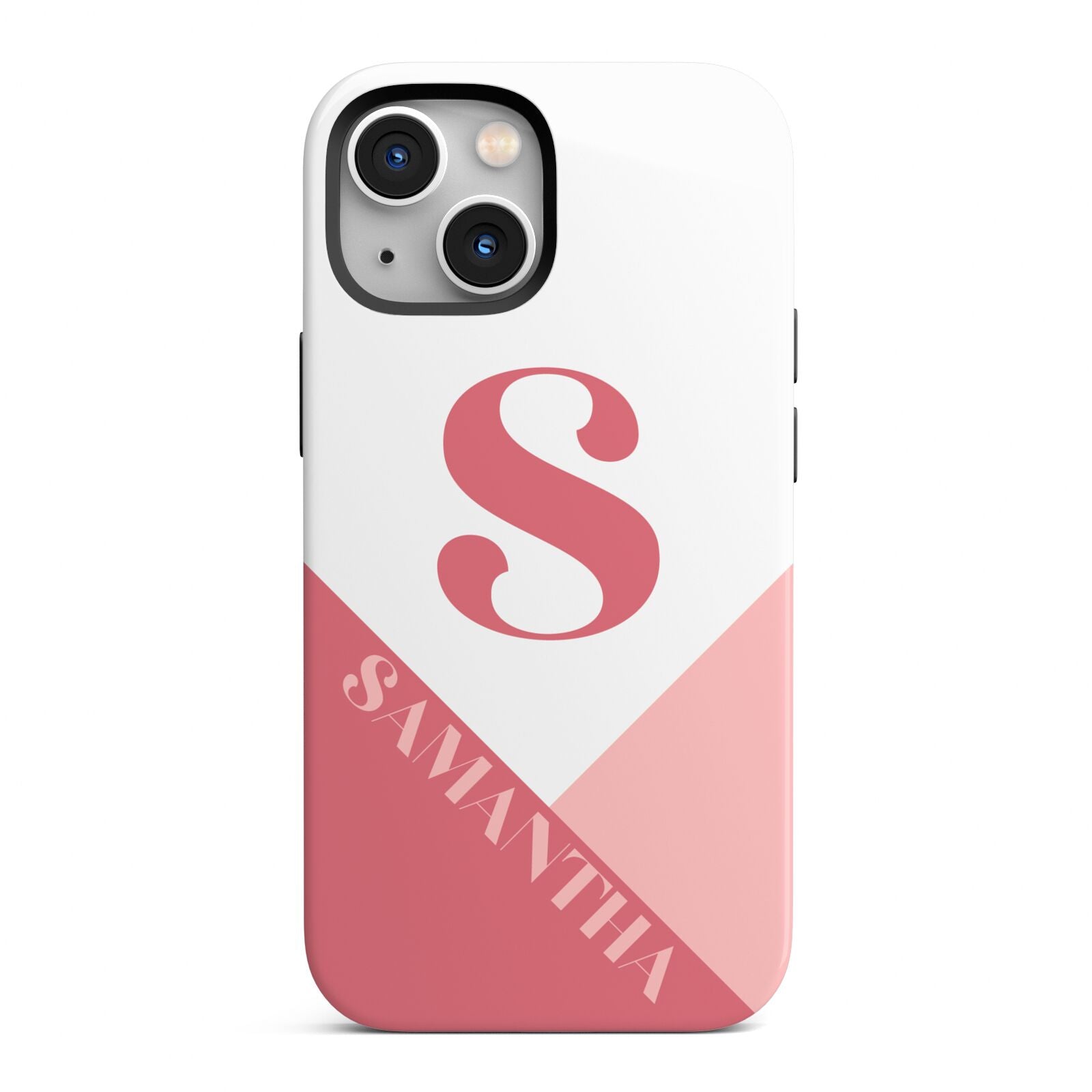 Abstract Pink Initial with Name iPhone 13 Mini Full Wrap 3D Tough Case