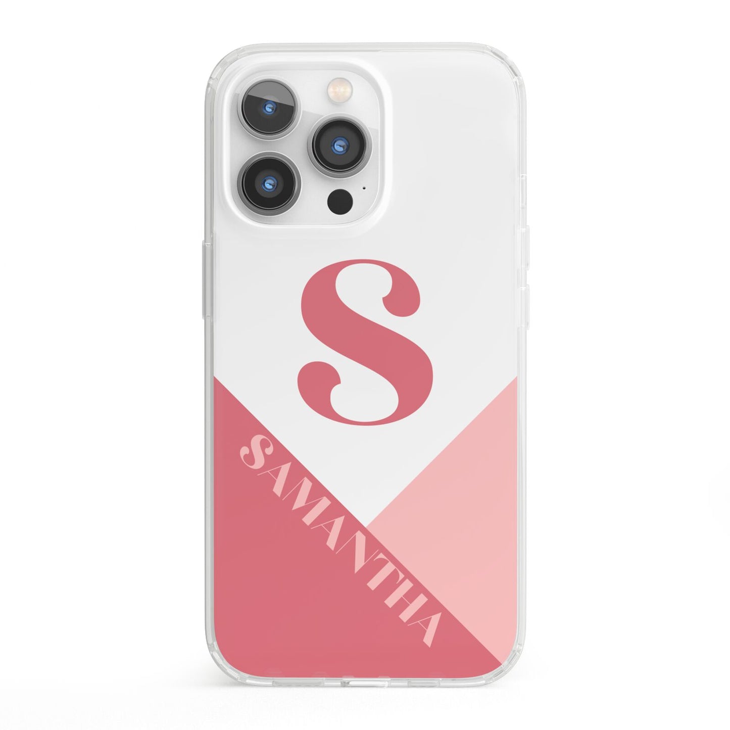 Abstract Pink Initial with Name iPhone 13 Pro Clear Bumper Case