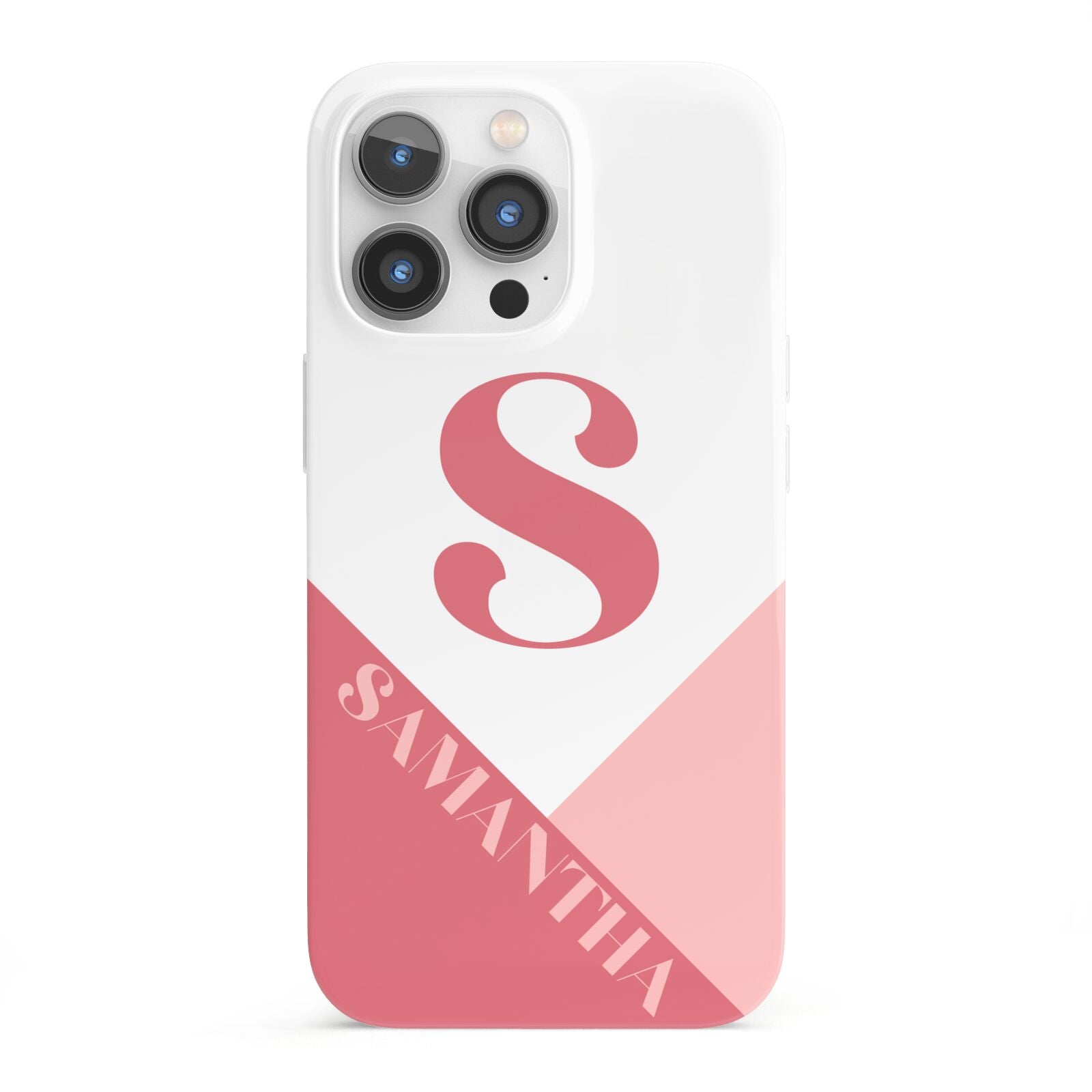 Abstract Pink Initial with Name iPhone 13 Pro Full Wrap 3D Snap Case