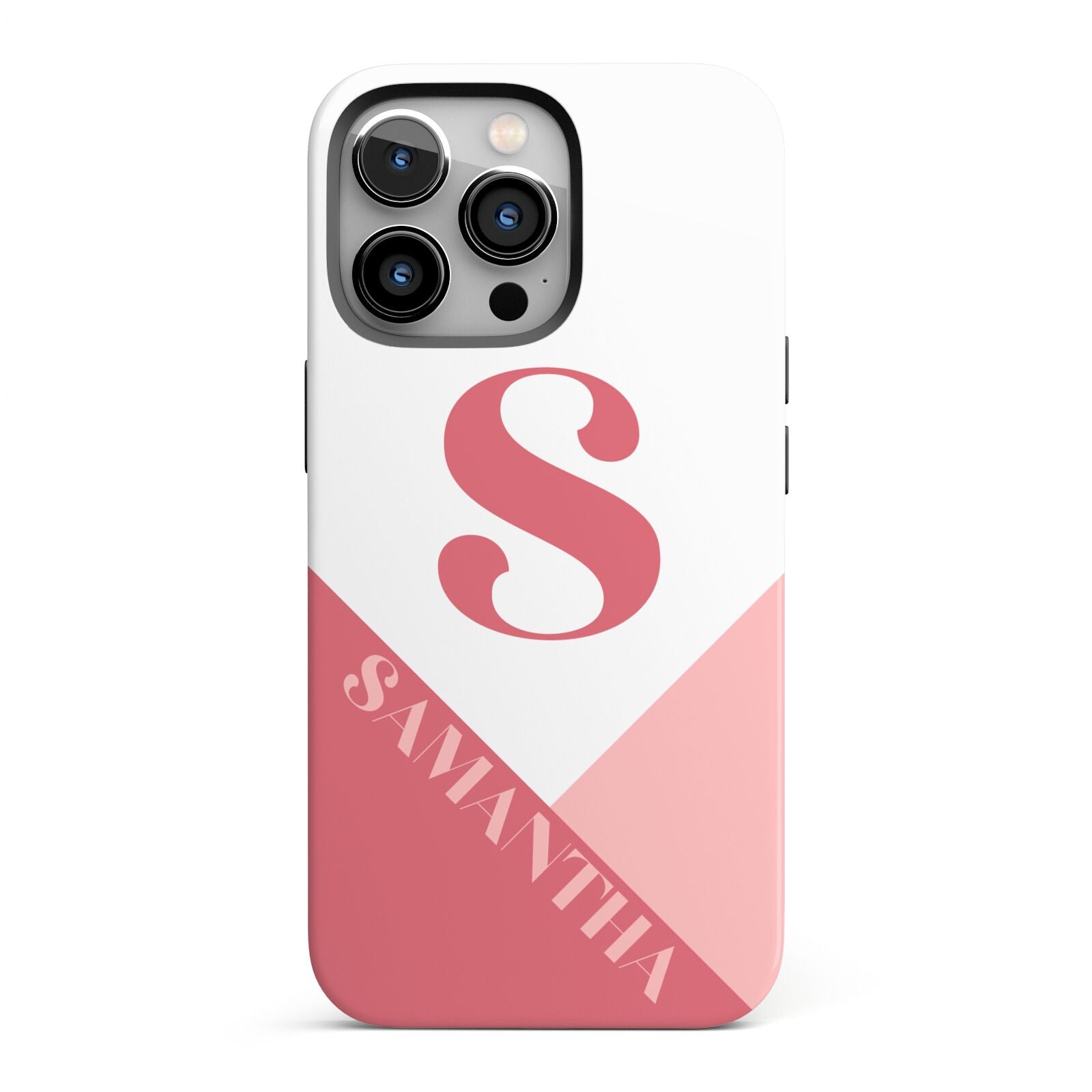 Abstract Pink Initial with Name iPhone 13 Pro Full Wrap 3D Tough Case