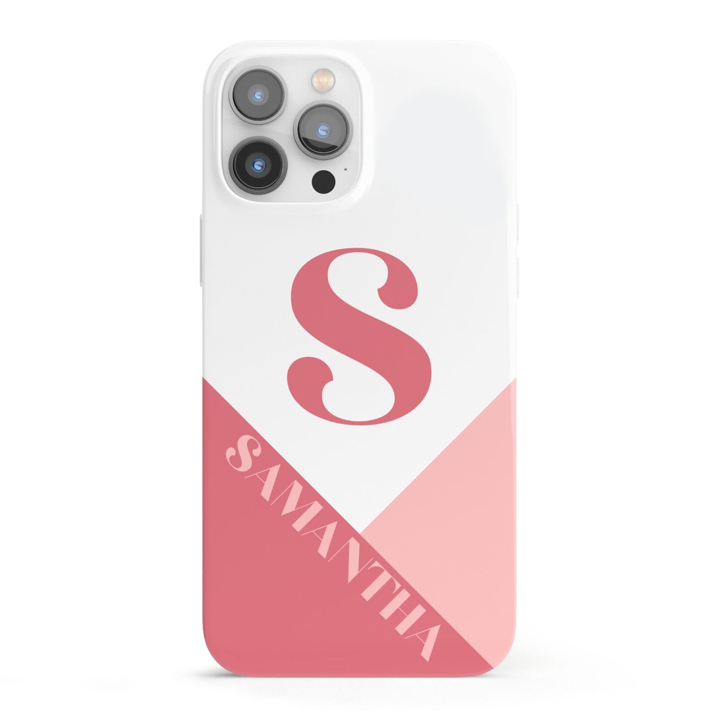 Abstract Pink Initial with Name iPhone 13 Pro Max Full Wrap 3D Snap Case