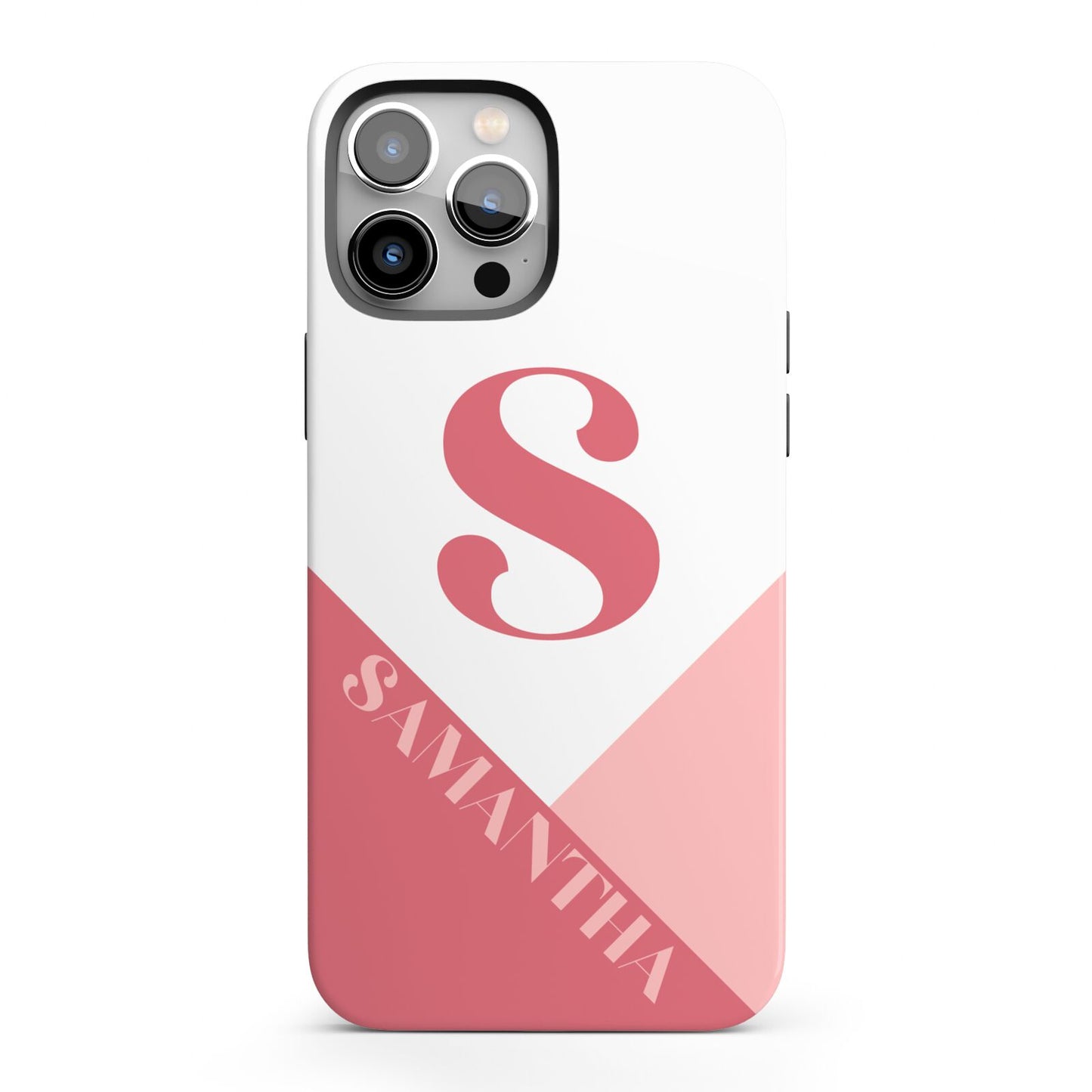 Abstract Pink Initial with Name iPhone 13 Pro Max Full Wrap 3D Tough Case