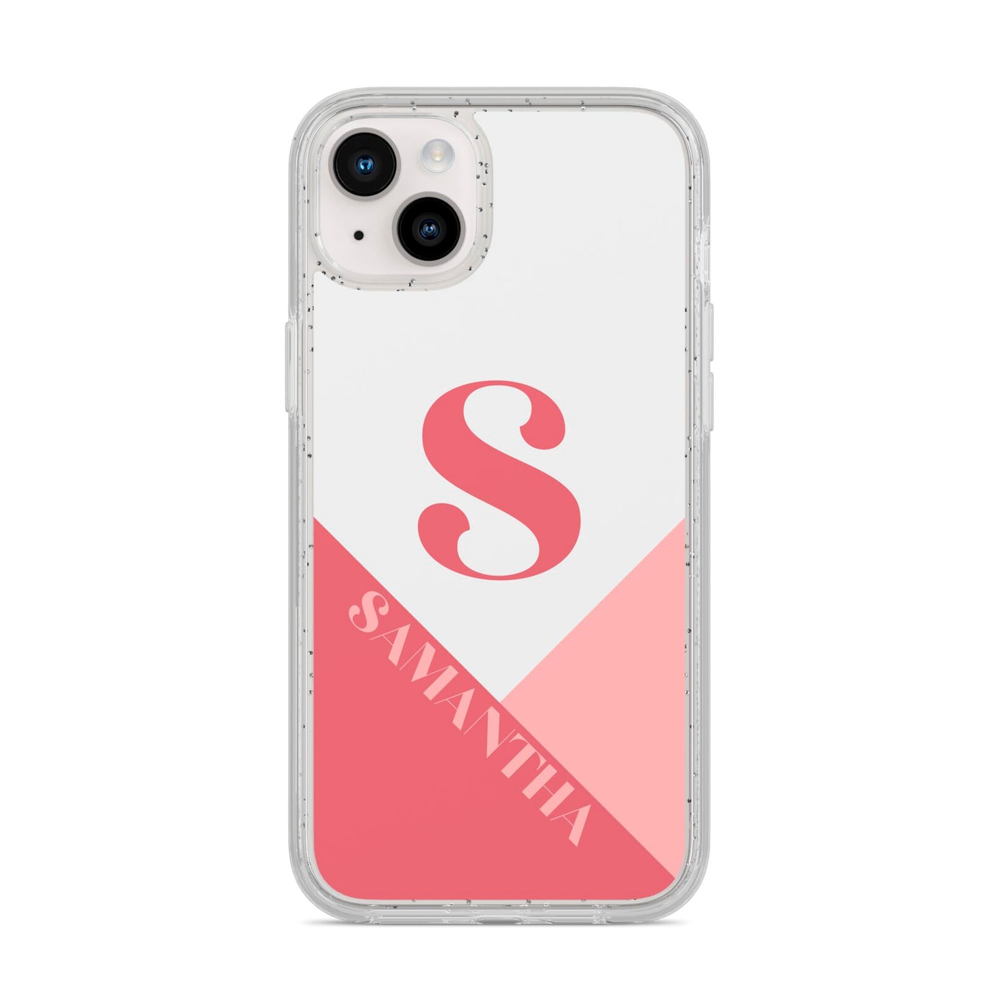 Abstract Pink Initial with Name iPhone 14 Plus Glitter Tough Case Starlight