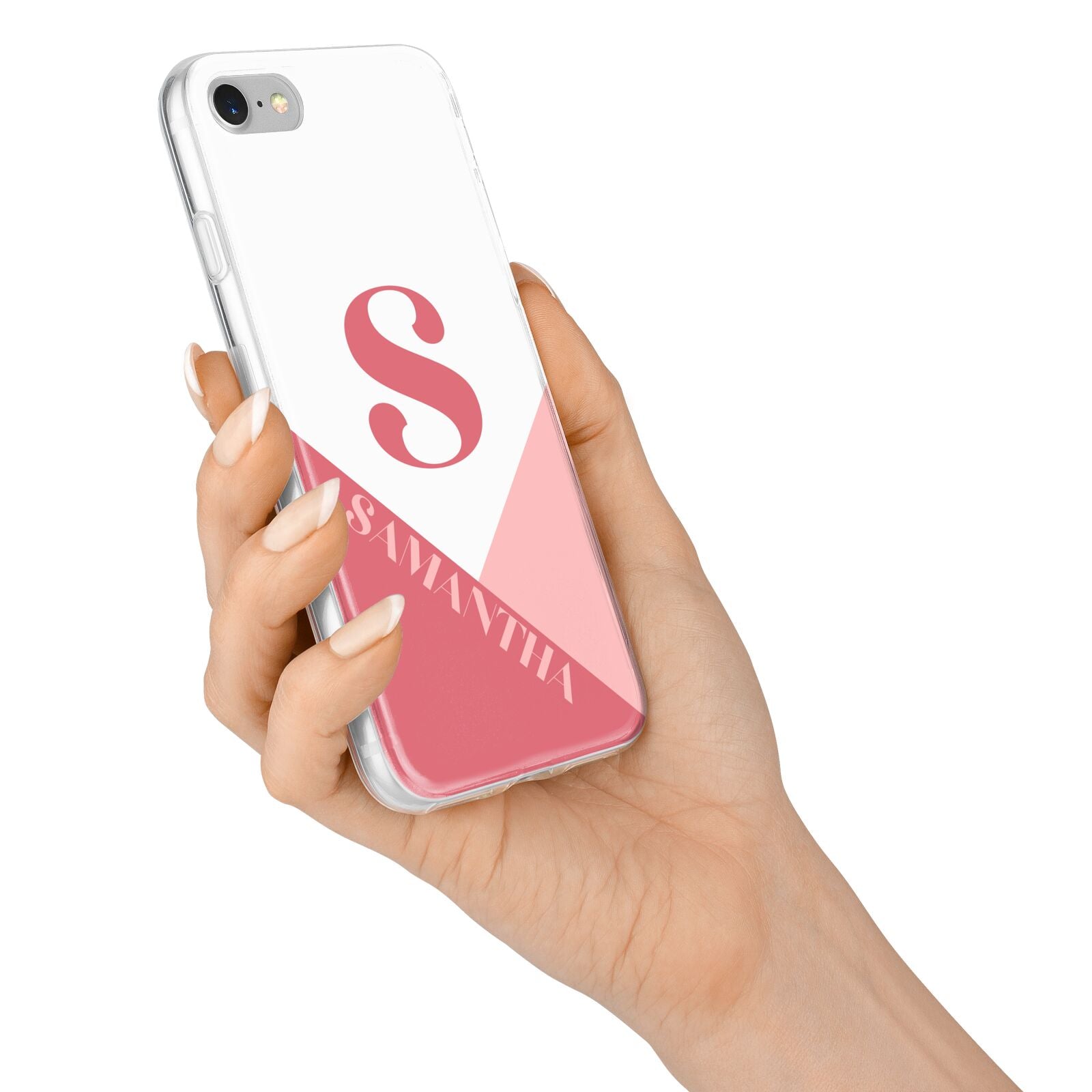 Abstract Pink Initial with Name iPhone 7 Bumper Case on Silver iPhone Alternative Image