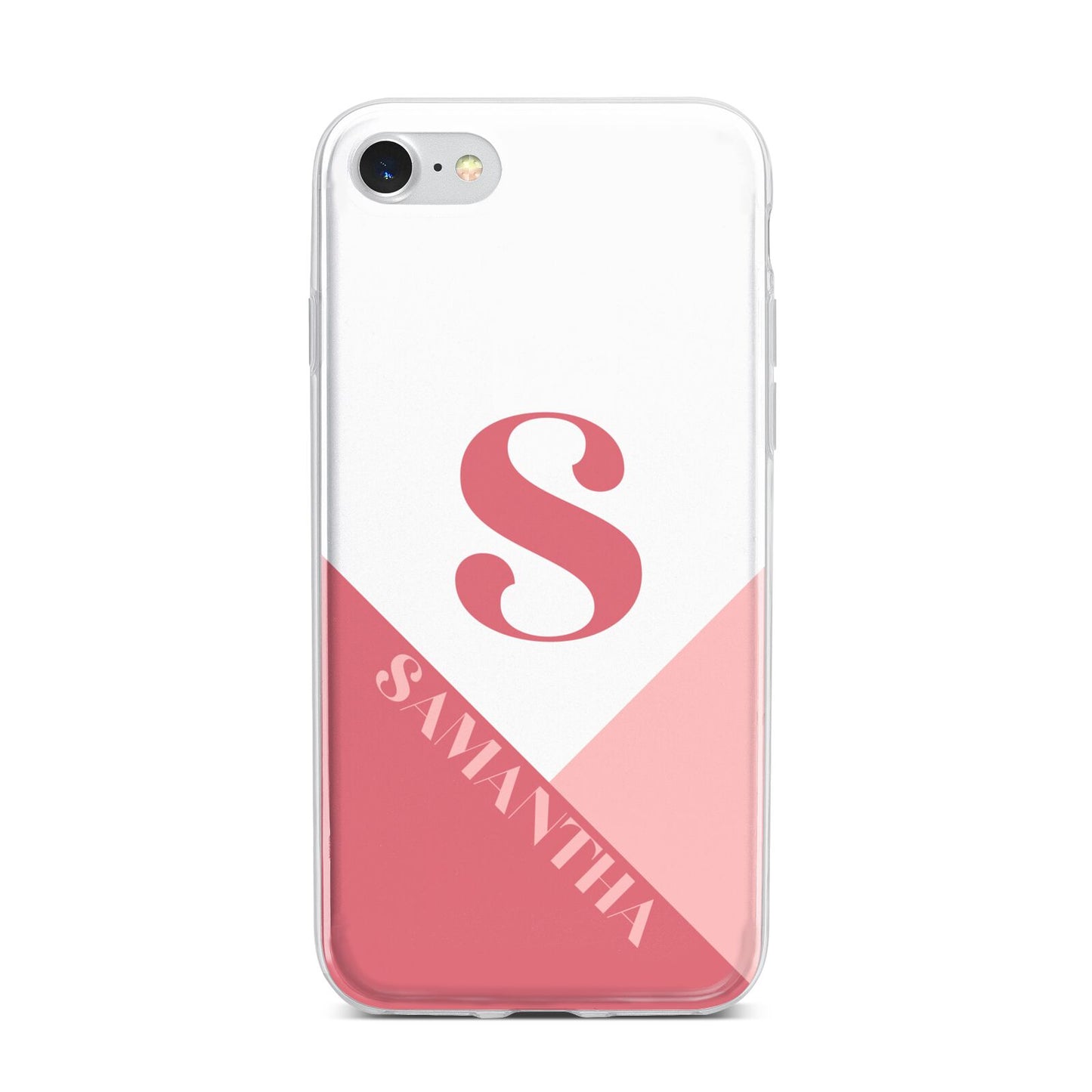 Abstract Pink Initial with Name iPhone 7 Bumper Case on Silver iPhone