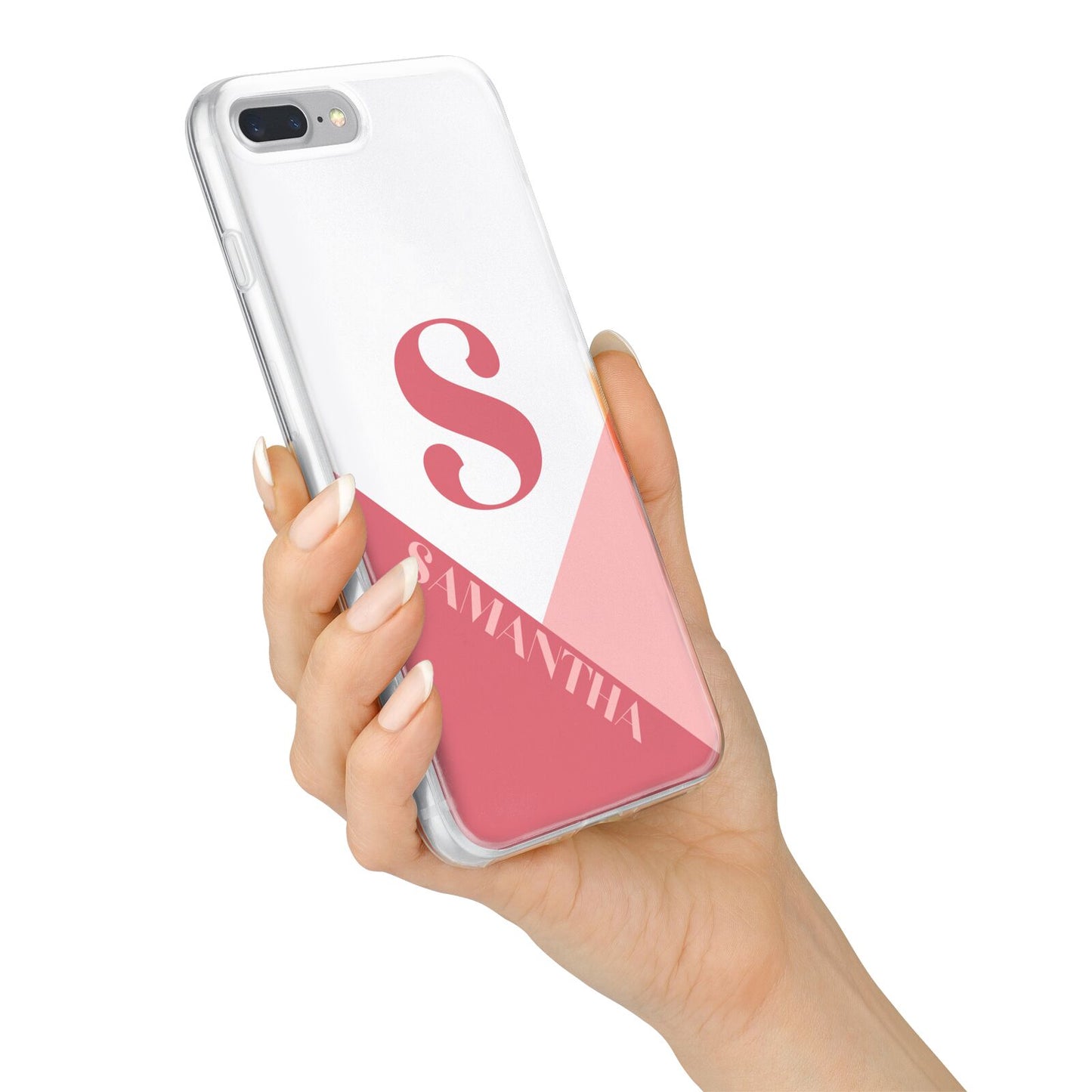 Abstract Pink Initial with Name iPhone 7 Plus Bumper Case on Silver iPhone Alternative Image