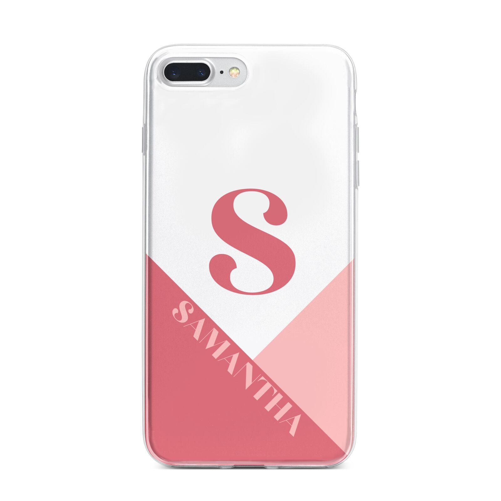 Abstract Pink Initial with Name iPhone 7 Plus Bumper Case on Silver iPhone