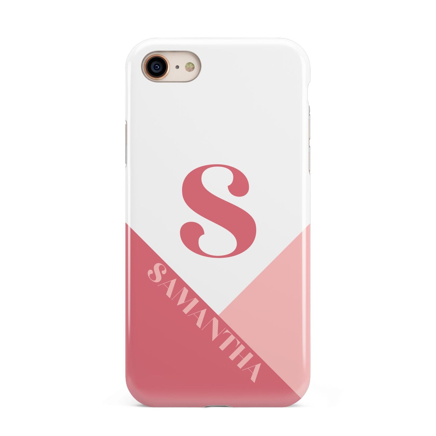 Abstract Pink Initial with Name iPhone 8 3D Tough Case on Gold Phone