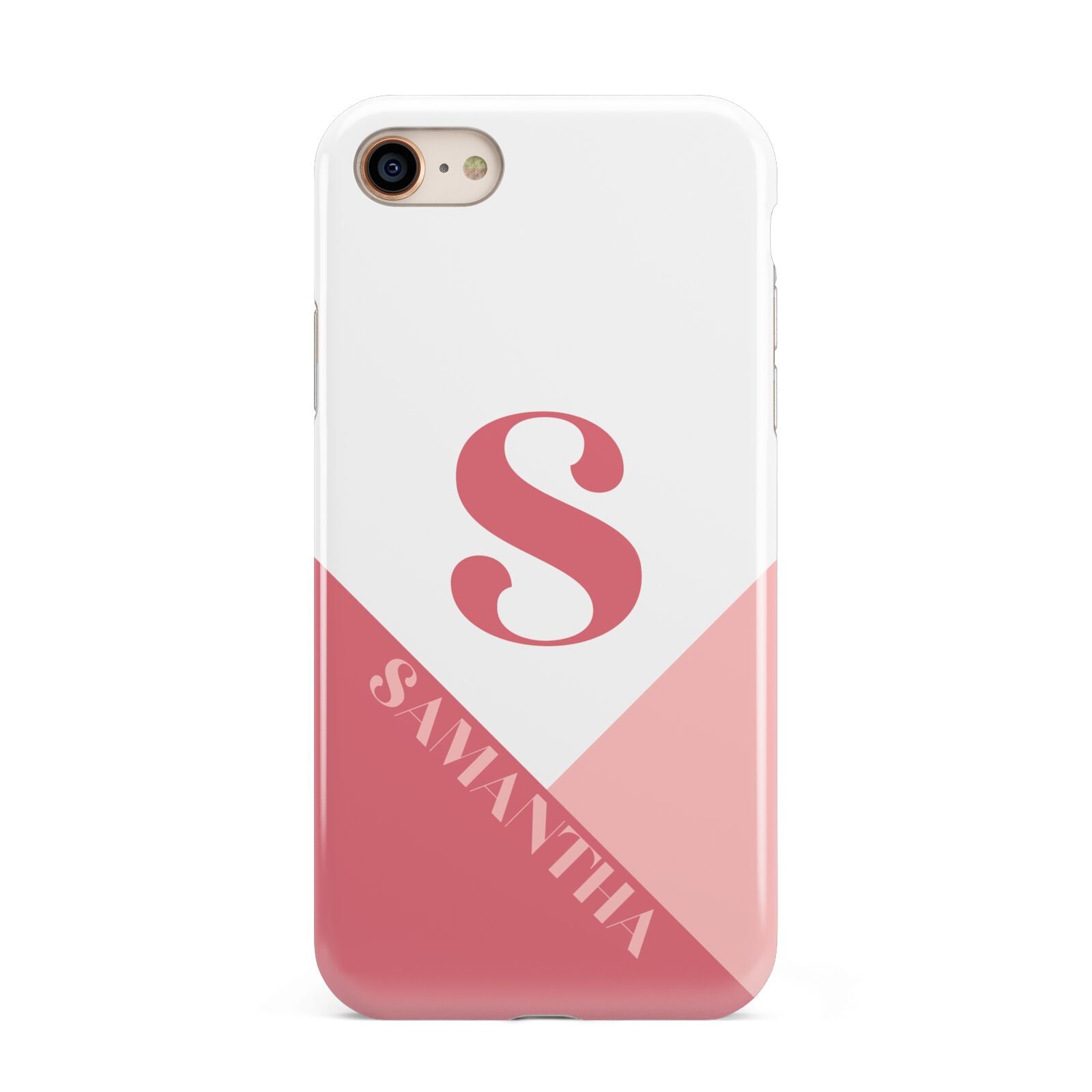 Abstract Pink Initial with Name iPhone 8 3D Tough Case on Gold Phone