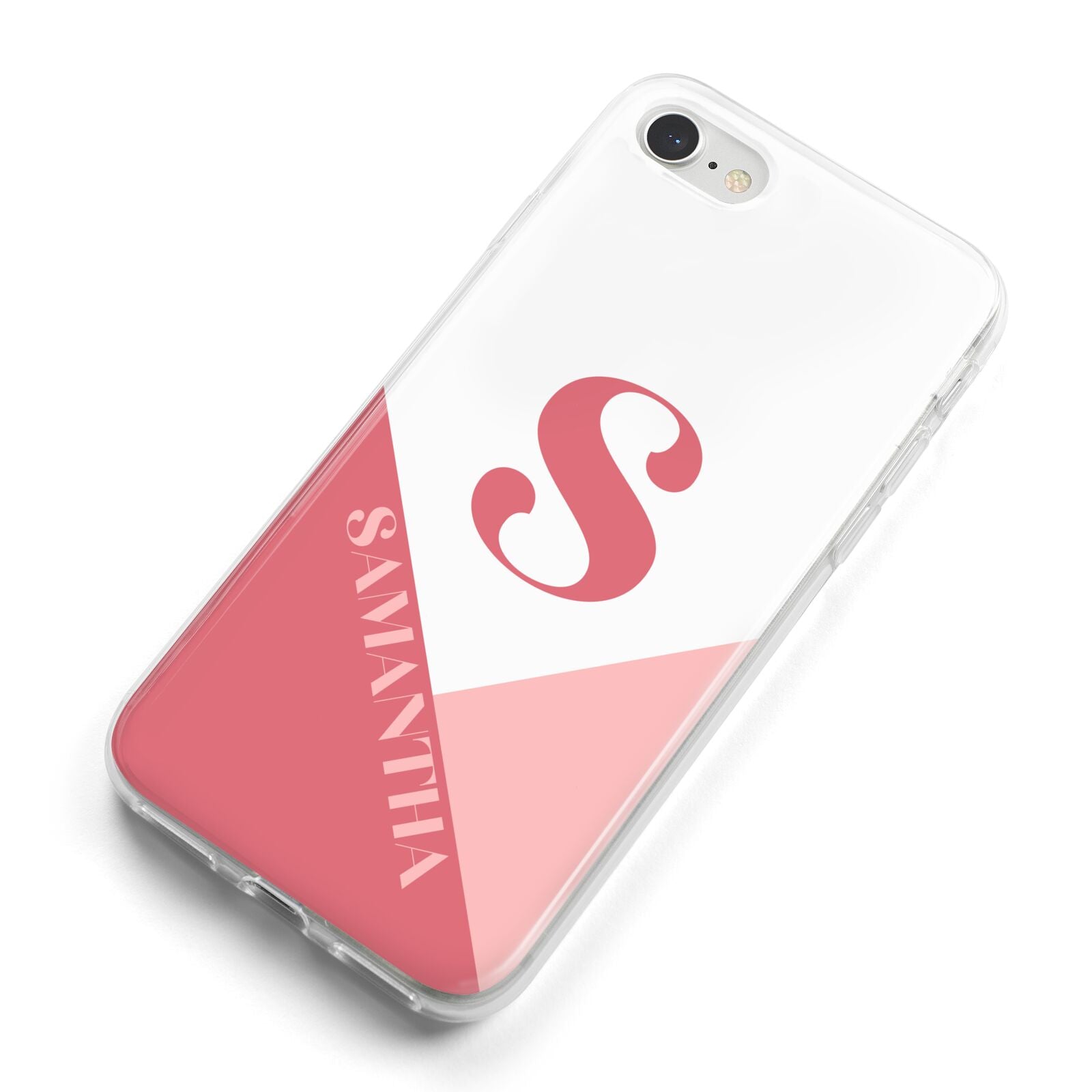 Abstract Pink Initial with Name iPhone 8 Bumper Case on Silver iPhone Alternative Image