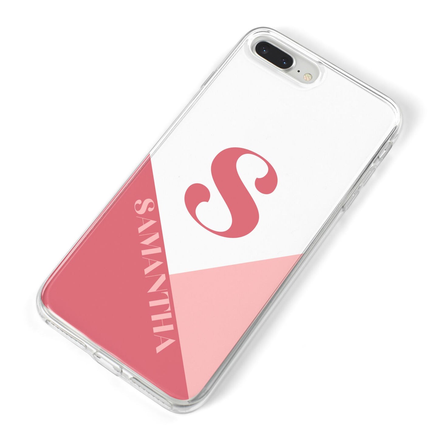 Abstract Pink Initial with Name iPhone 8 Plus Bumper Case on Silver iPhone Alternative Image