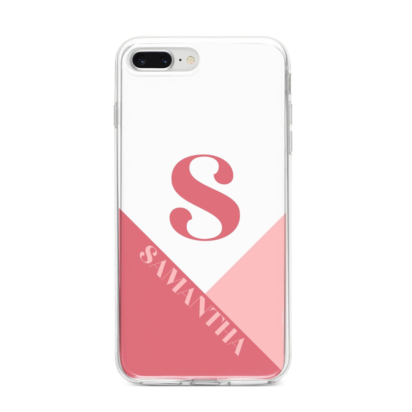 Abstract Pink Initial with Name iPhone 8 Plus Bumper Case on Silver iPhone