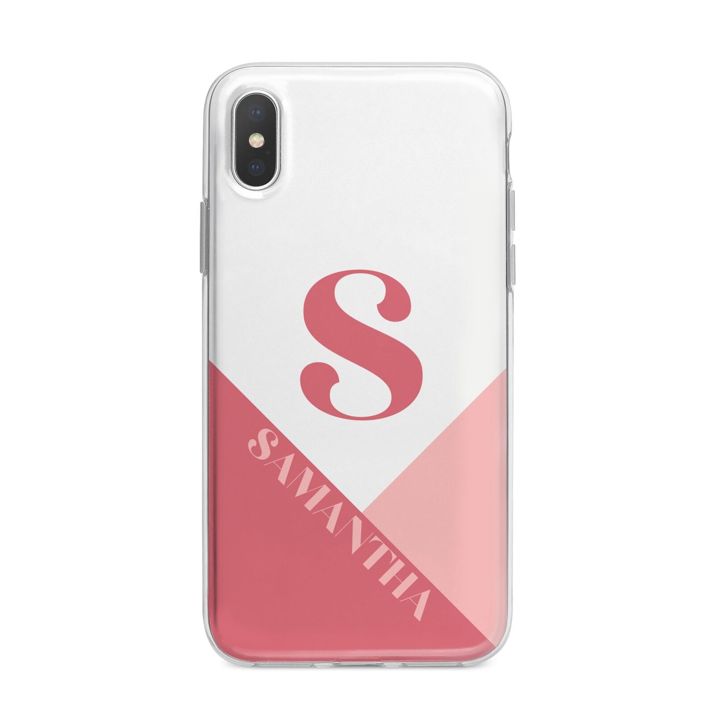 Abstract Pink Initial with Name iPhone X Bumper Case on Silver iPhone Alternative Image 1
