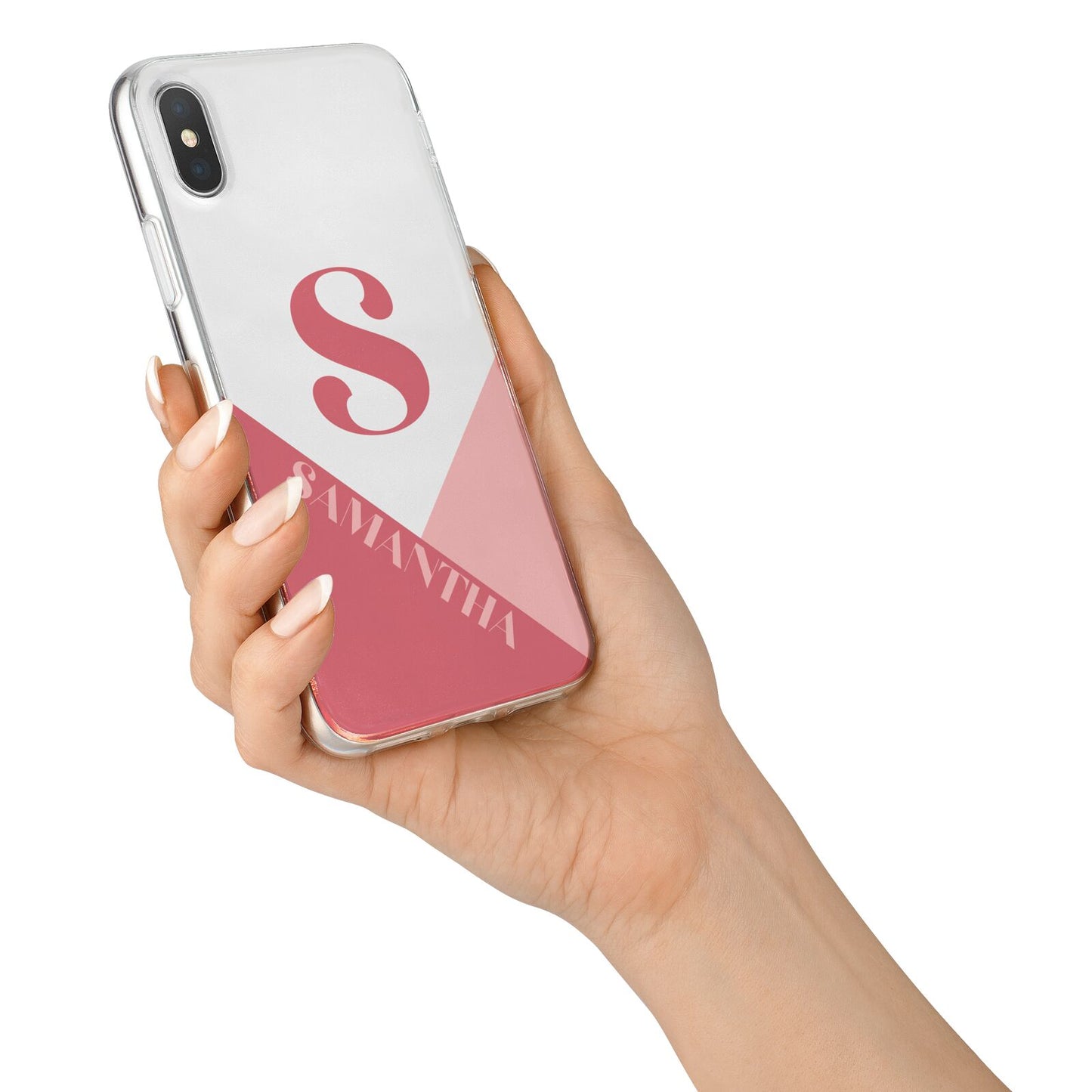 Abstract Pink Initial with Name iPhone X Bumper Case on Silver iPhone Alternative Image 2