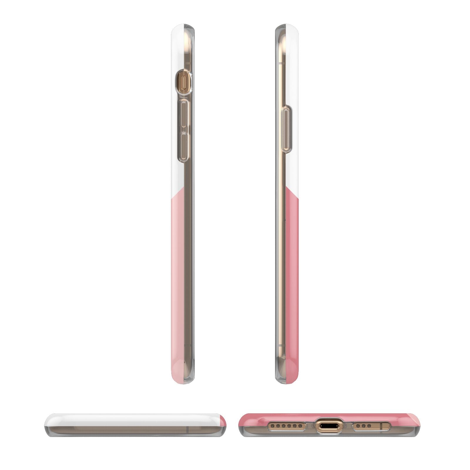 Abstract Pink Initial with Name iPhone XS 3D Tough Case in Gold Angled Images