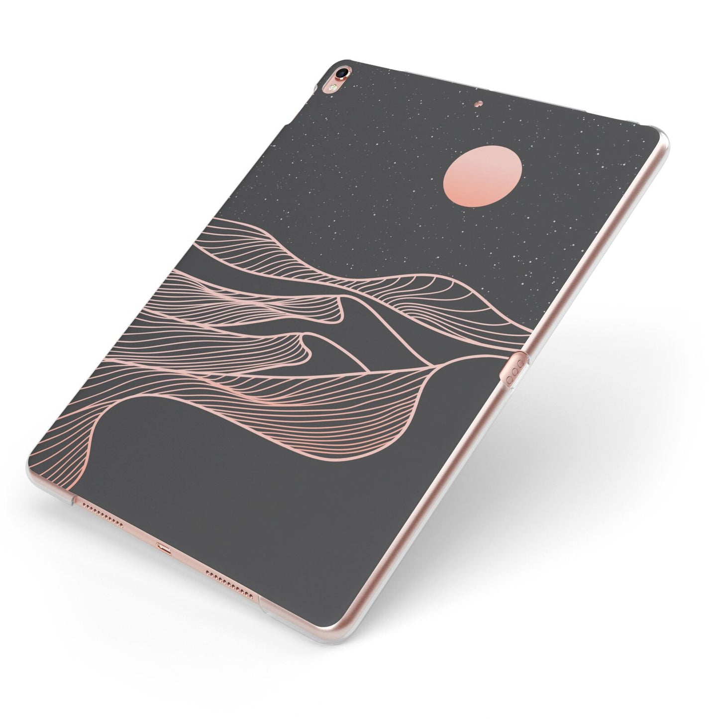 Abstract Sunset Apple iPad Case on Rose Gold iPad Side View