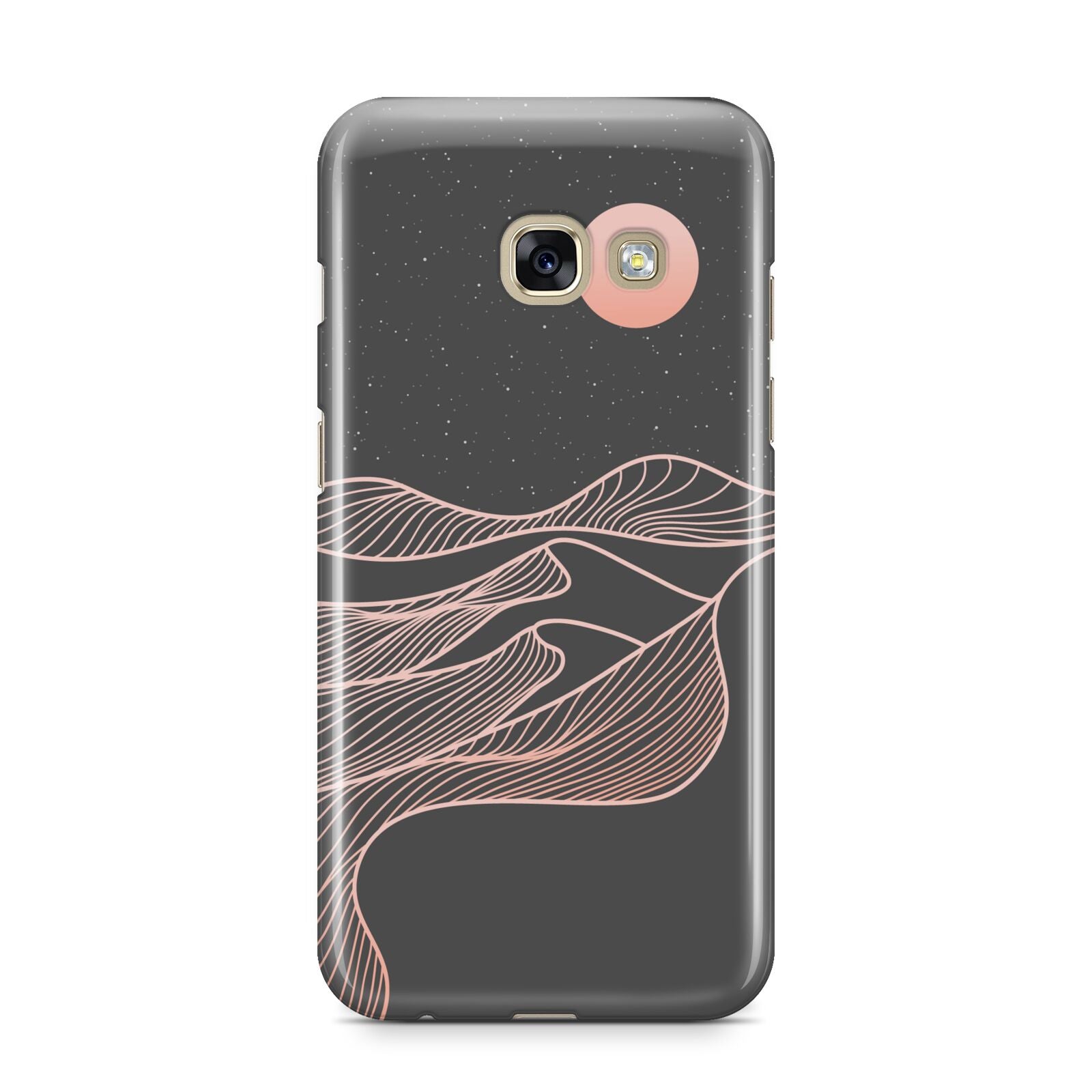 Abstract Sunset Samsung Galaxy A3 2017 Case on gold phone