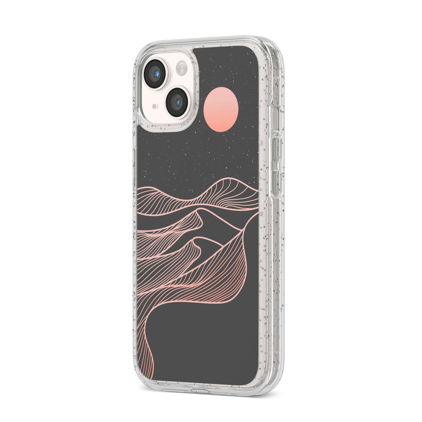 Abstract Sunset iPhone 14 Glitter Tough Case Starlight Angled Image