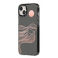 Abstract Sunset iPhone 14 Plus Black Impact Case Side Angle on Silver phone