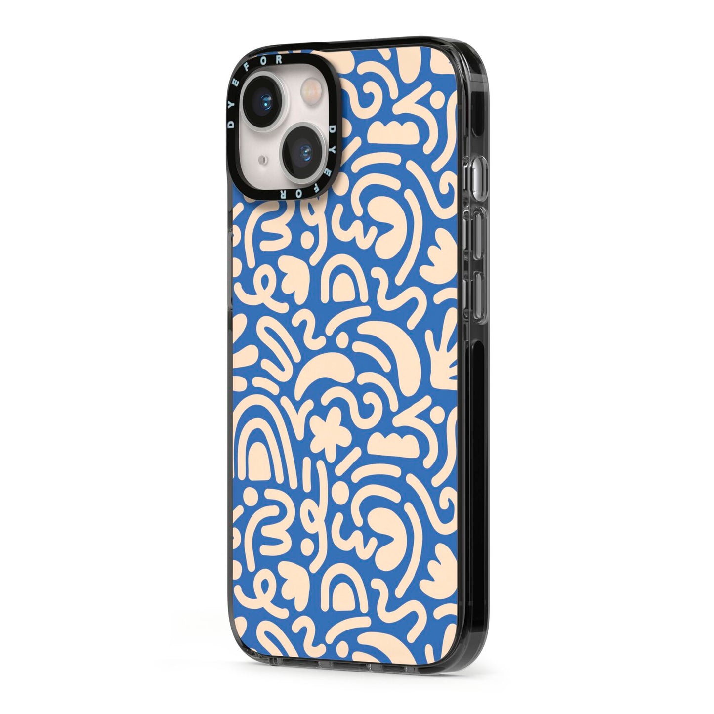 Abstract iPhone 13 Black Impact Case Side Angle on Silver phone