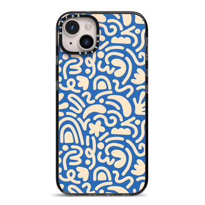 Abstract iPhone 14 Plus Black Impact Case on Silver phone