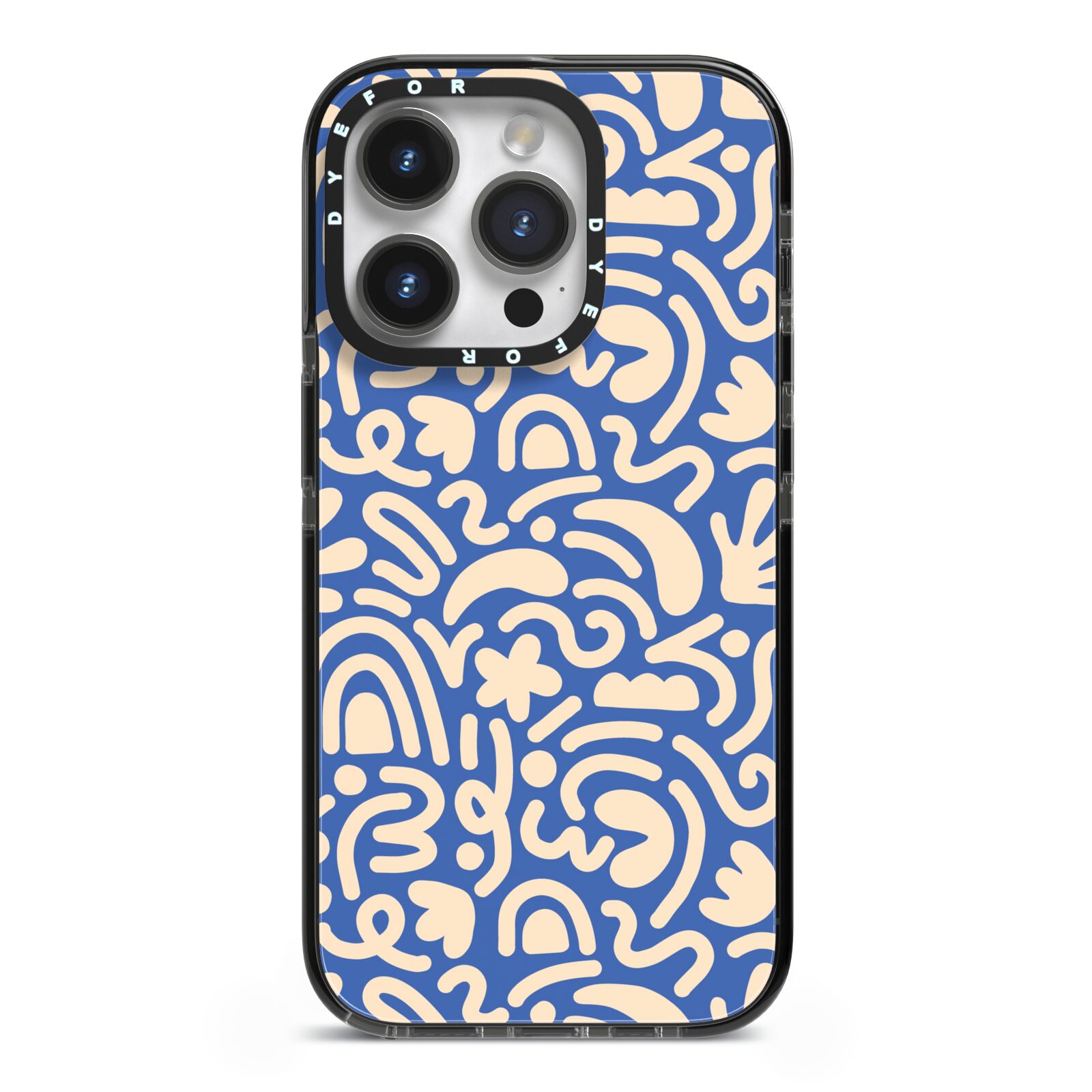 Abstract iPhone 14 Pro Black Impact Case on Silver phone