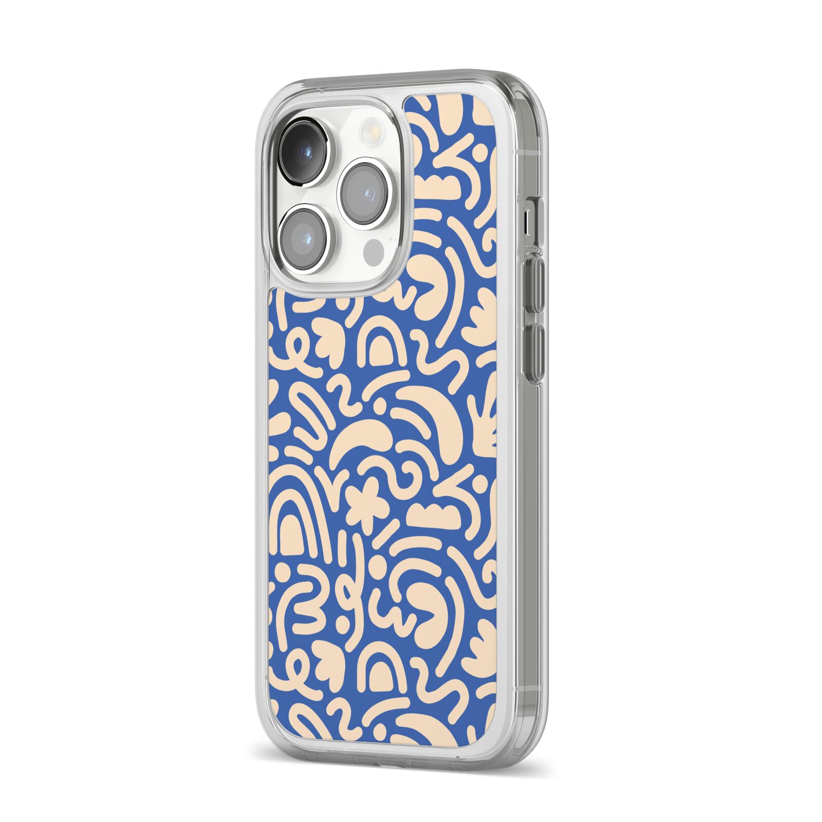 Abstract iPhone 14 Pro Clear Tough Case Silver Angled Image