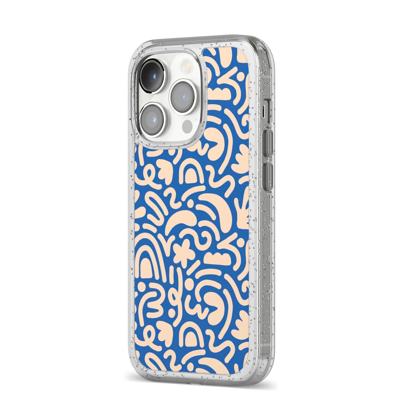 Abstract iPhone 14 Pro Glitter Tough Case Silver Angled Image