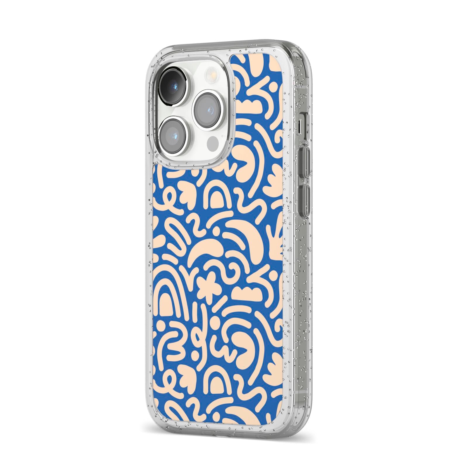 Abstract iPhone 14 Pro Glitter Tough Case Silver Angled Image