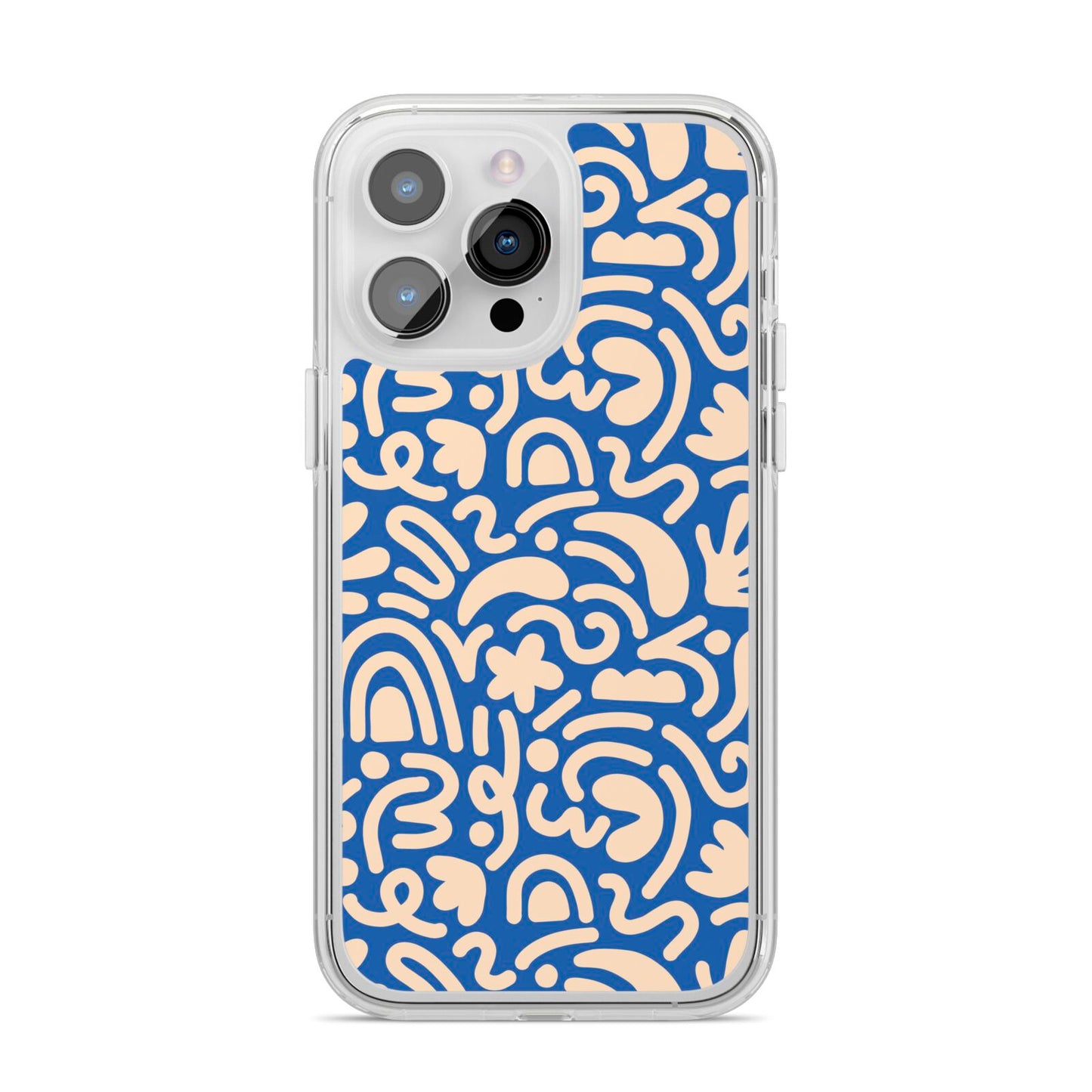 Abstract iPhone 14 Pro Max Clear Tough Case Silver