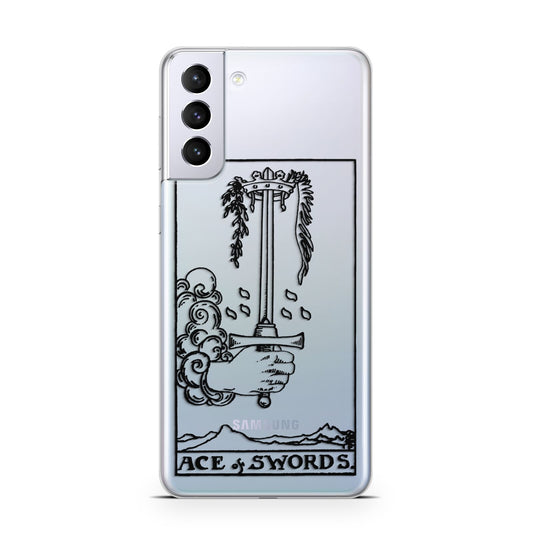 Ace of Swords Monochrome Samsung S21 Plus Phone Case