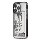Ace of Swords Monochrome iPhone 13 Pro Black Impact Case Side Angle on Silver phone