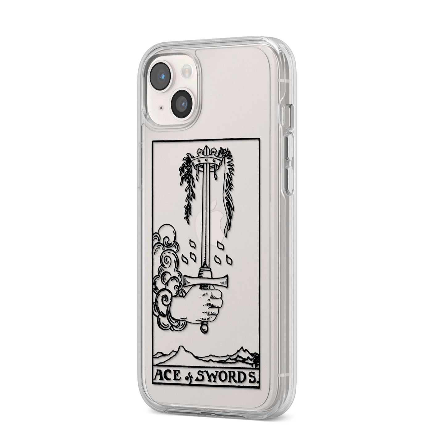 Ace of Swords Monochrome iPhone 14 Plus Clear Tough Case Starlight Angled Image