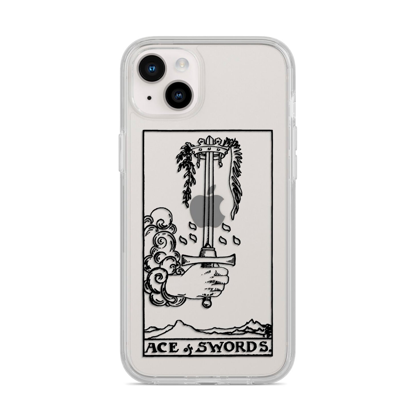 Ace of Swords Monochrome iPhone 14 Plus Clear Tough Case Starlight