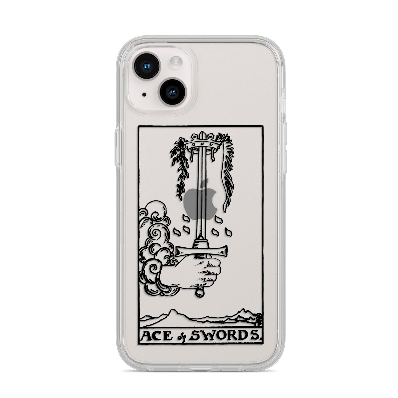 Ace of Swords Monochrome iPhone 14 Plus Clear Tough Case Starlight