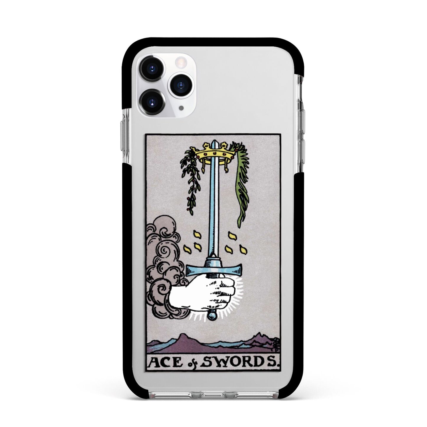 Ace of Swords Tarot Card Apple iPhone 11 Pro Max in Silver with Black Impact Case