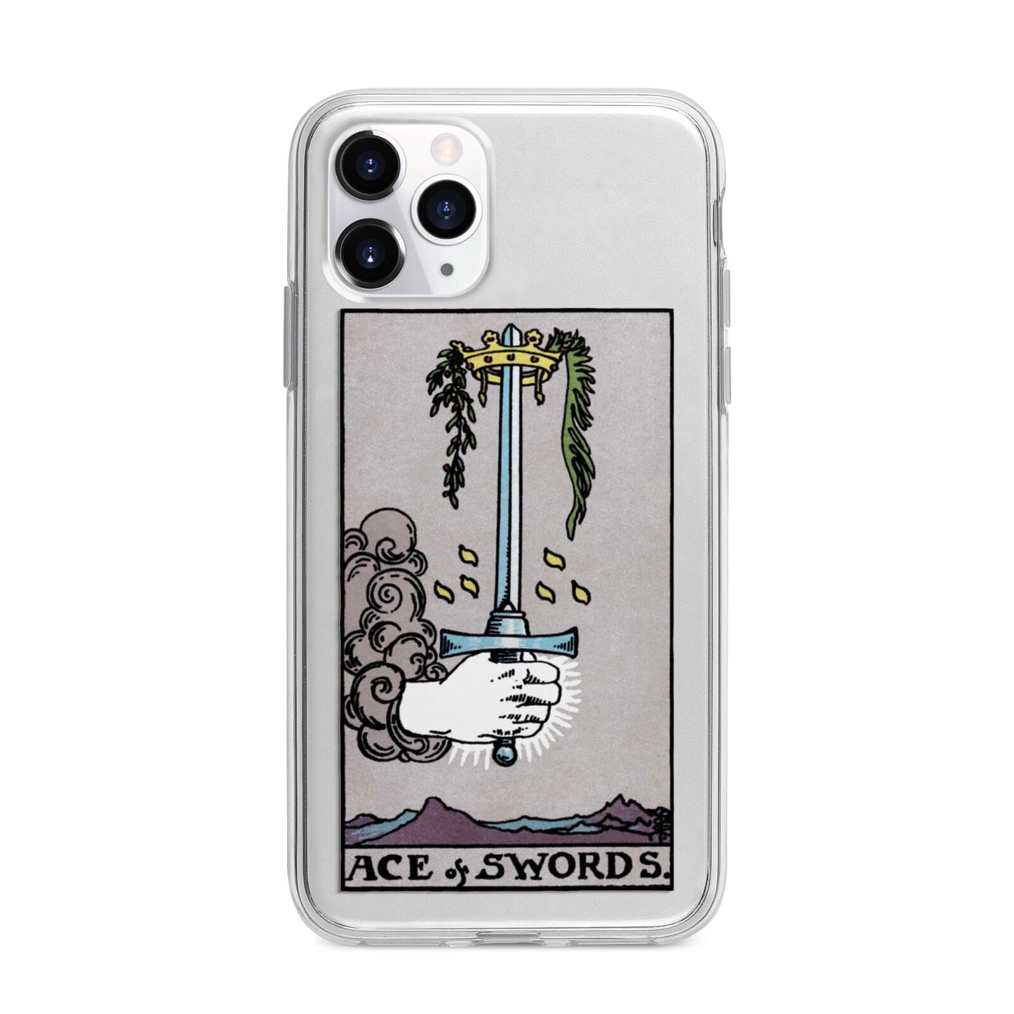 Ace of Swords Tarot Card Apple iPhone 11 Pro Max in Silver with Bumper Case